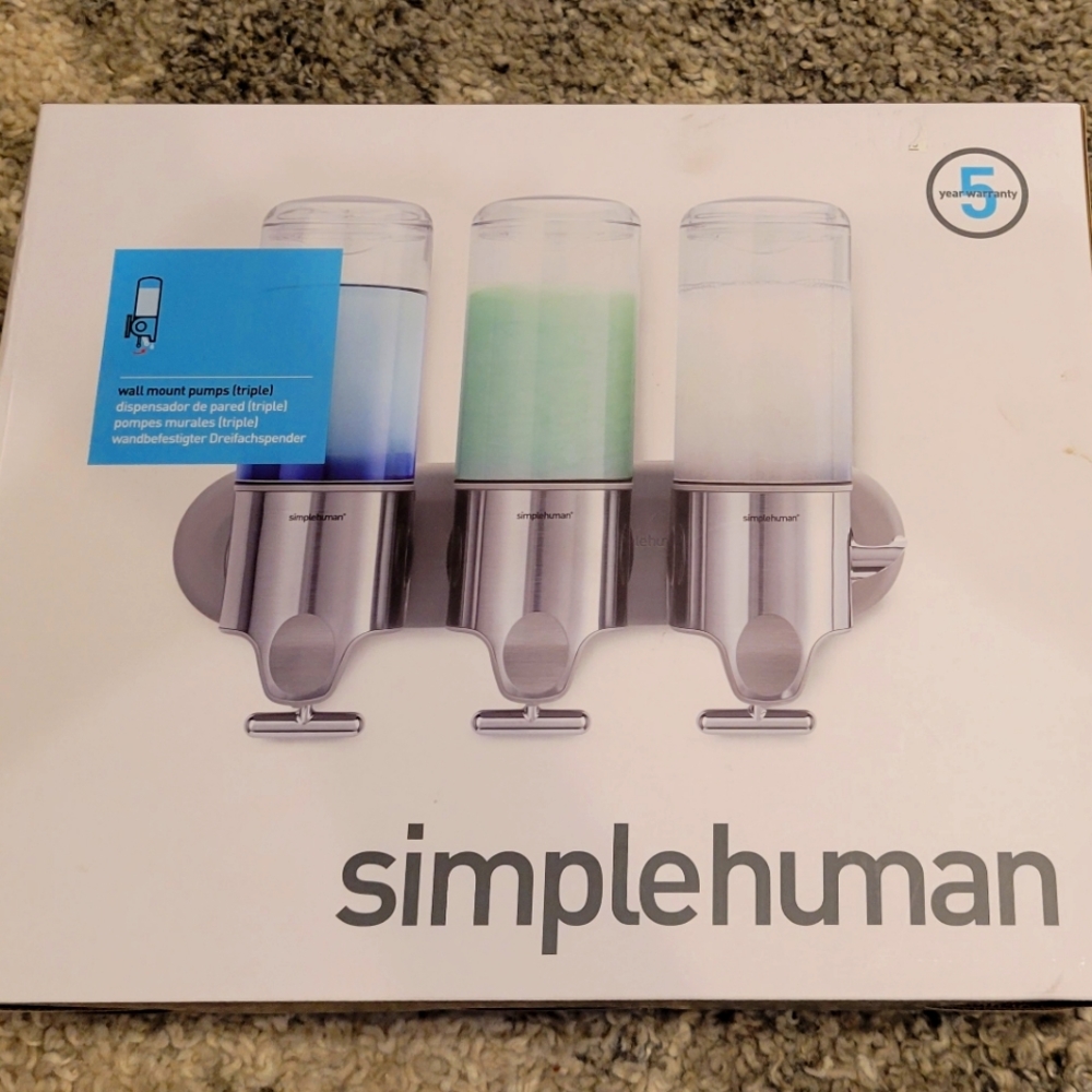 Simplehuman wall mount soap dispenser triple pumps